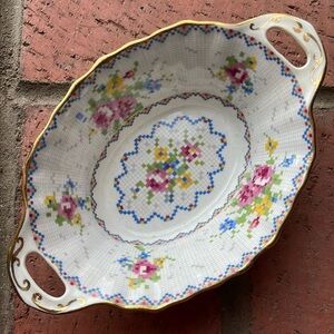 💚Royal Albert Crown China, small dish made in England colorful flowers